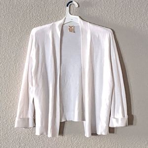 White Cropped Cardigan/Shawl Faded Glory